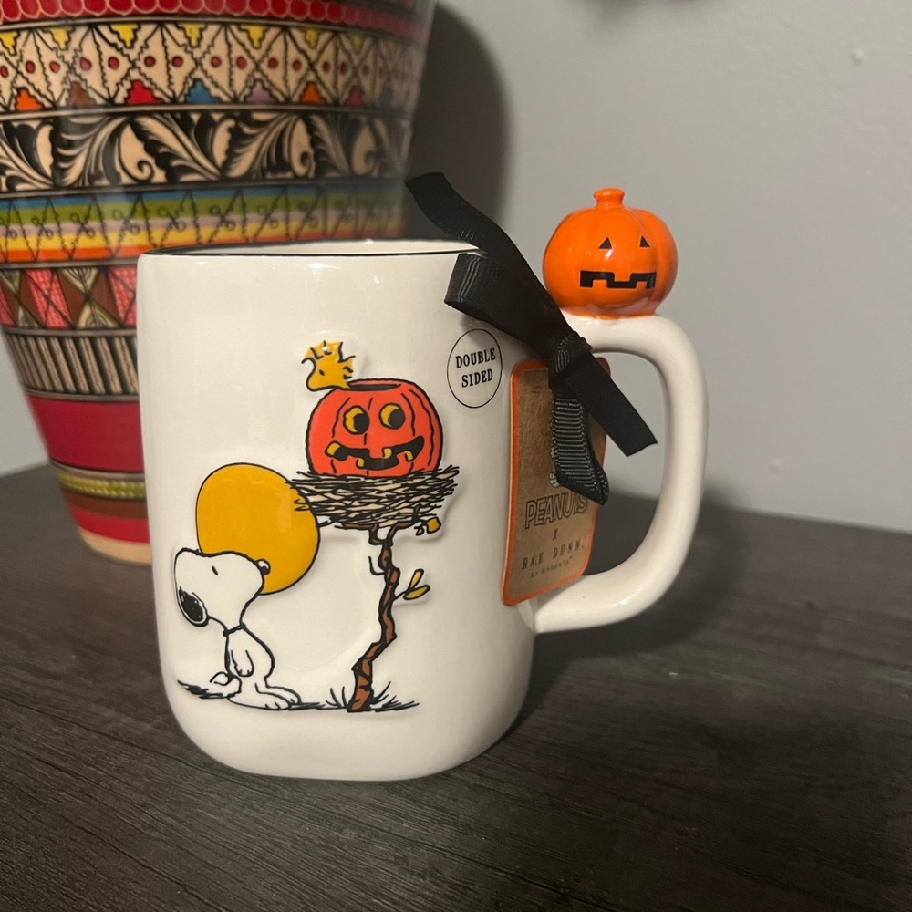 Rae Dunn Peanuts Halloween Mug with Pumpkin Accent